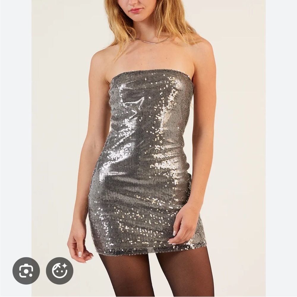 La Hearts Silver Sequin Dress